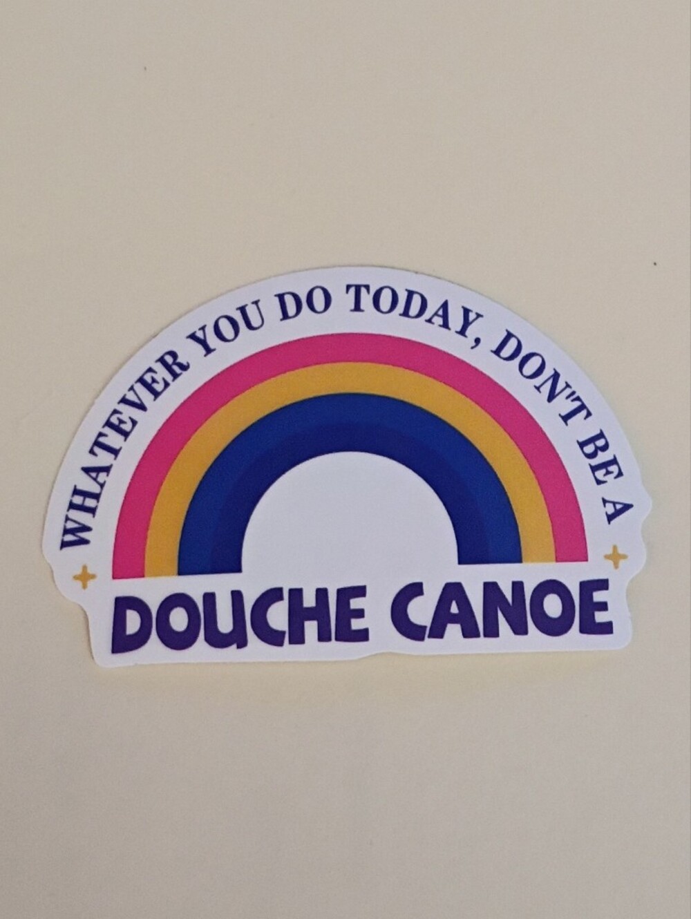 10/$10 Stickers - Whatever You Do Today, Don't Be A Douche Canoe - Rainbow